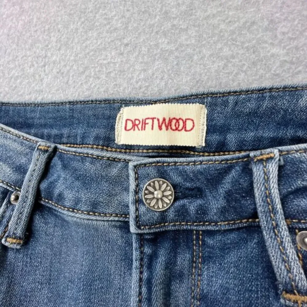 Driftwood Jackie High Rise Jeans Womens Sz 28 x 28 Geometric Stripe Embroidered - Picture 8 of 15